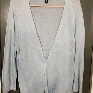Eileen Fisher Soft Baby Blue Cardigan. Linen blend. Size Large.